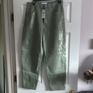 women’s faux leather pants green